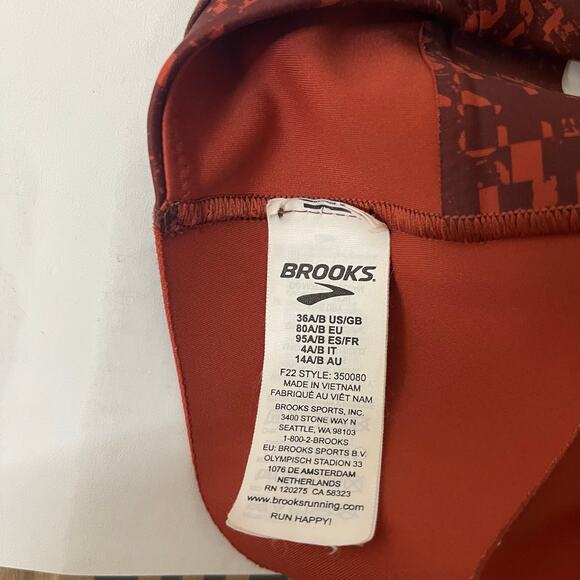 Brooks Drive 3 Pocket Run Sports Bra in Glitch Print/Koper - Size 36 A/B - Picture 7 of 7